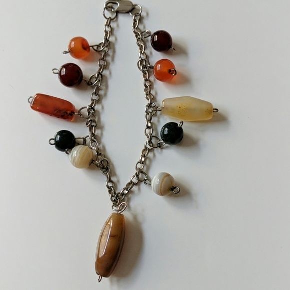 Boho Polished Agate Charm Bracelet - Picture 1 of 4